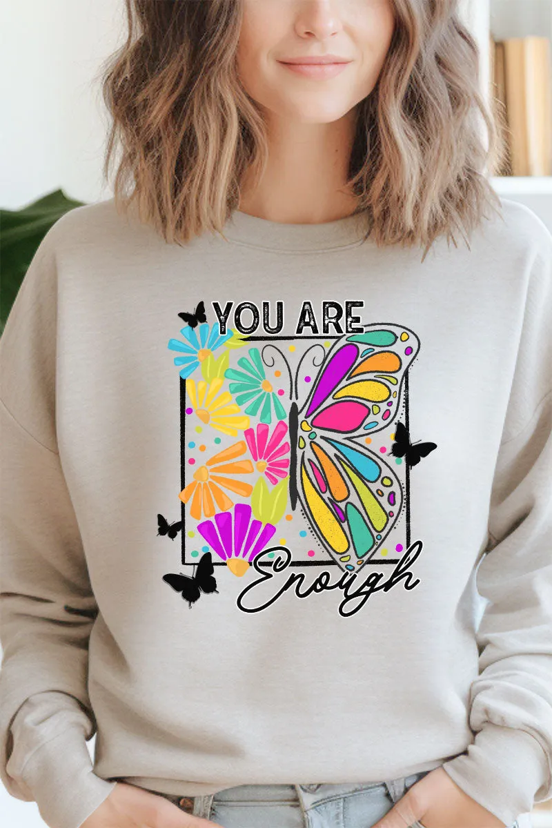 Butterfly You Are Enough Unisex NuBlend Crew Sweatshirt