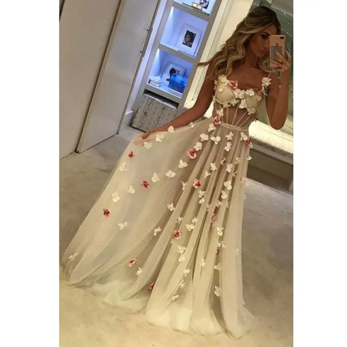 Charming Most Popular Affordable Long Prom Dress with Flowers, BGP078