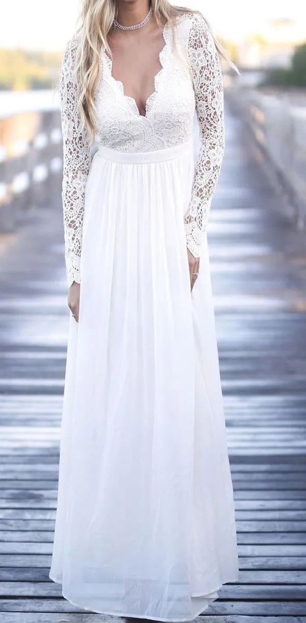 Cheap Chiffon Lace top Long Sleeves Custom Popular Open Back Bridesmaid Dress, WG215