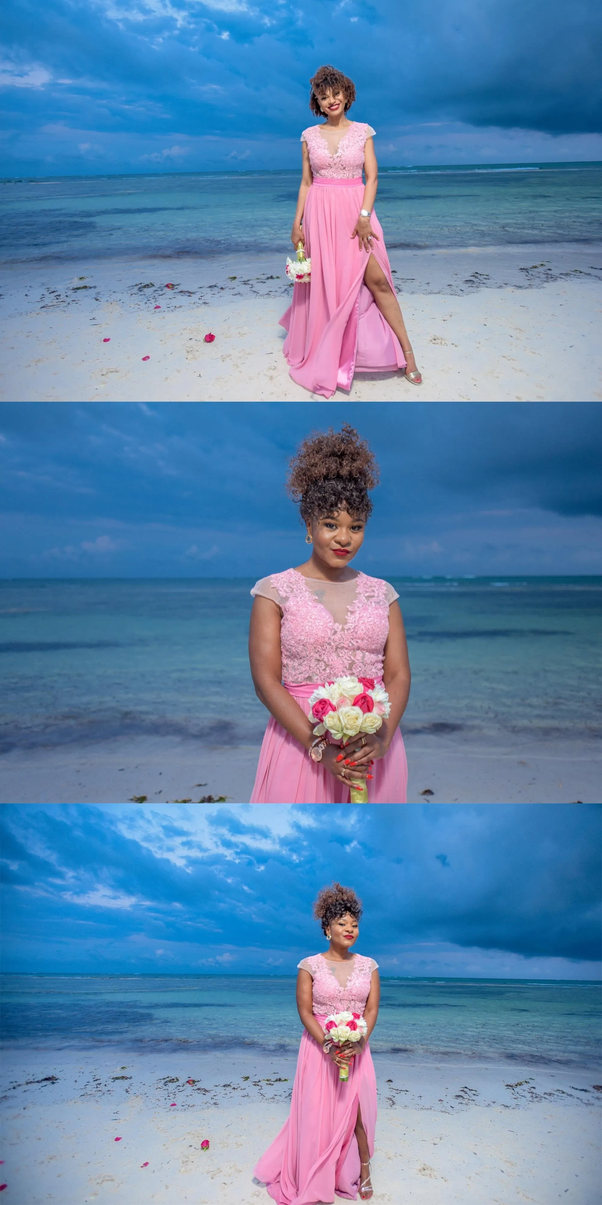 Cheap Chiffon Pink Cap Sleeves  Real Made Split Bridesmaid Dresses, New Popular Wedding Guest Dresses, WG300