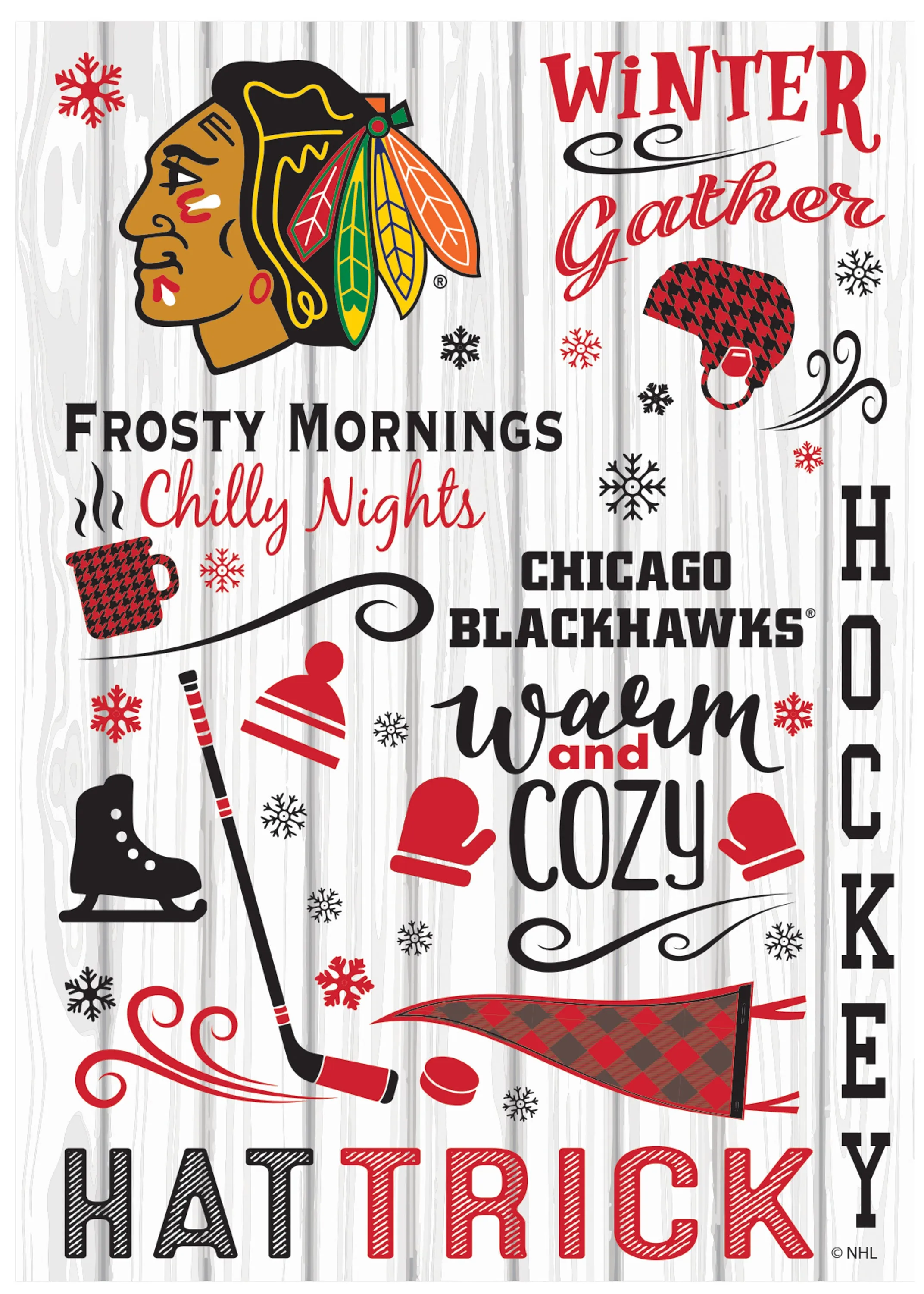 Chicago Blackhawks, Moire Flag, House Size, Fall Seasonal,13m4355