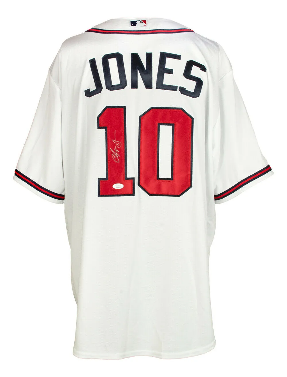 Chipper Jones Signed Atlanta Braves White Majestic Cool Base Baseball Jersey JSA