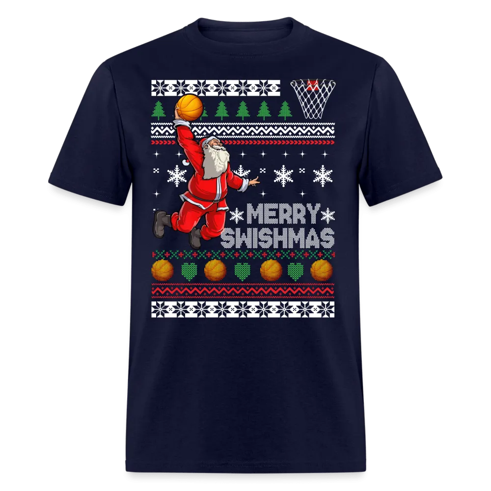 Christmas - Santa Playing Basketball - Family Shirts Men, Woman Christmas T Shirts