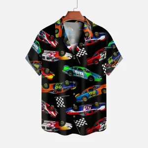 Cool Sports Car Print Cuban Collar Shirt 2407001363
