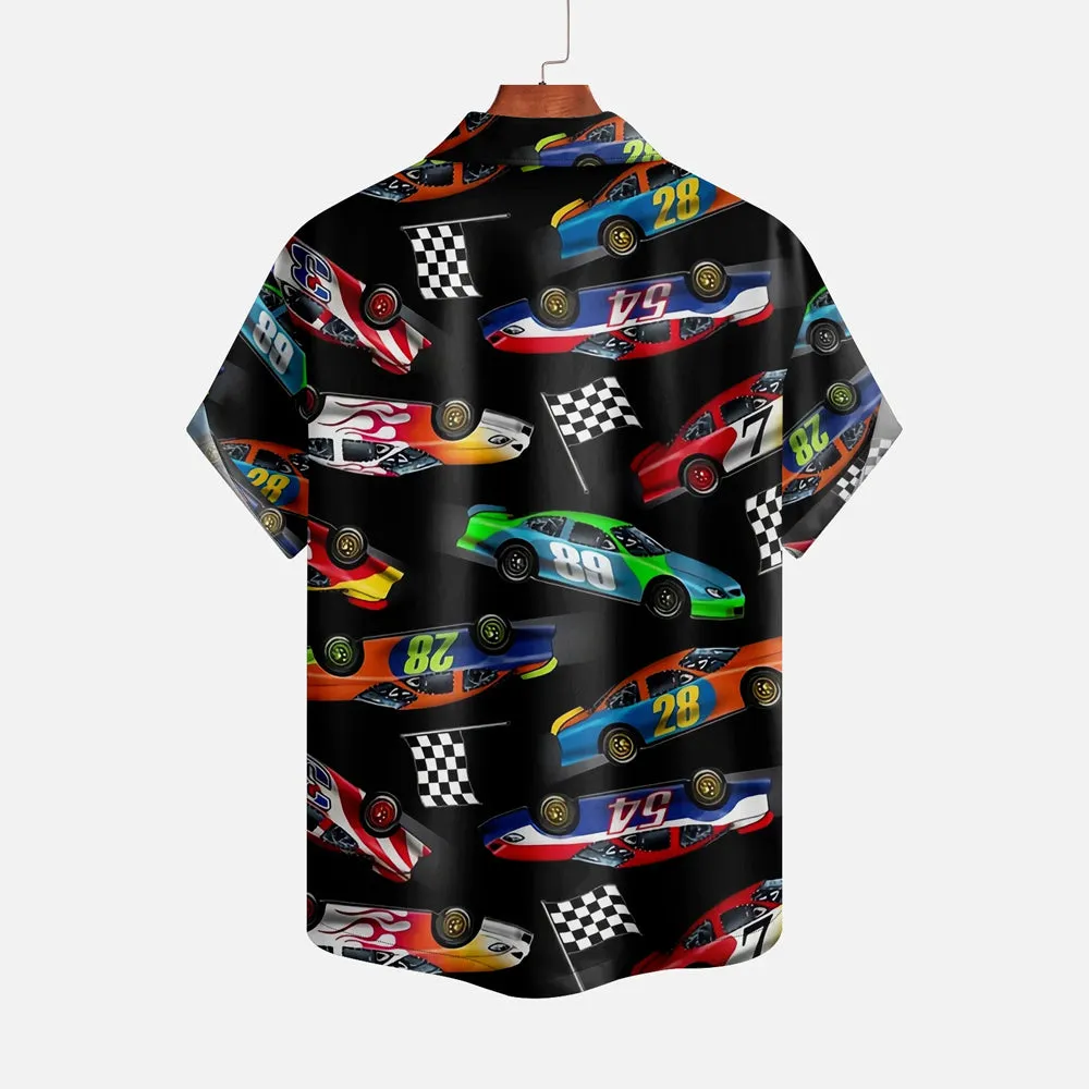 Cool Sports Car Print Cuban Collar Shirt 2407001363