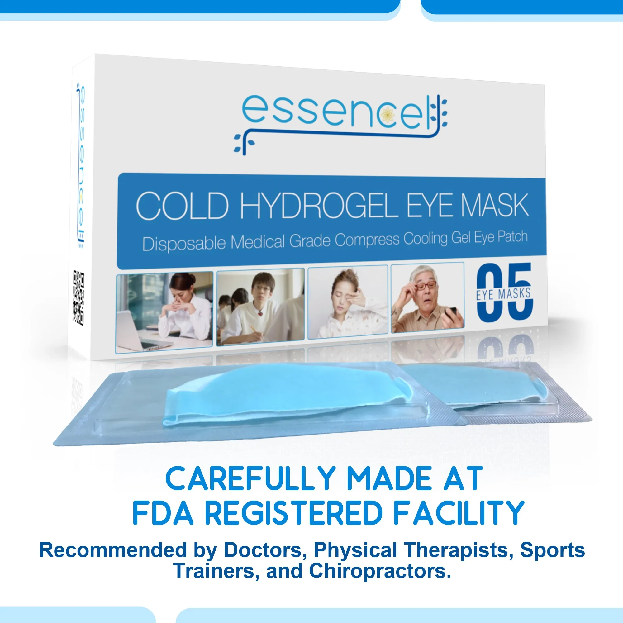 Cooling Gel Hydrating Eye Mask-Cold Eye Compress Pads for Puffy Eyes and Dry Eye Treatment , Sleep Eye Therapy Patch for Dark Circles, Headaches, Migraine, Allergy, Stress Relief