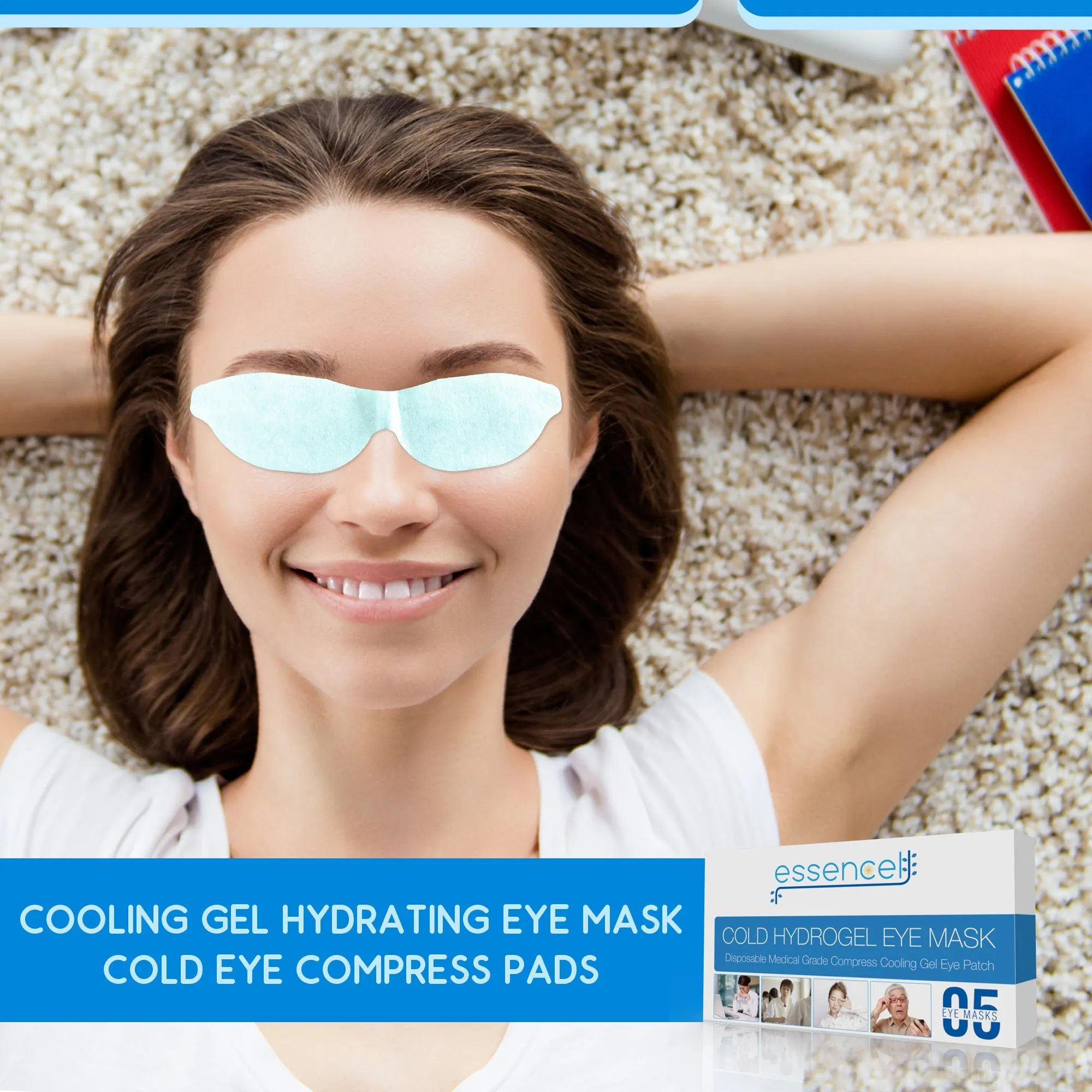 Cooling Gel Hydrating Eye Mask-Cold Eye Compress Pads for Puffy Eyes and Dry Eye Treatment , Sleep Eye Therapy Patch for Dark Circles, Headaches, Migraine, Allergy, Stress Relief