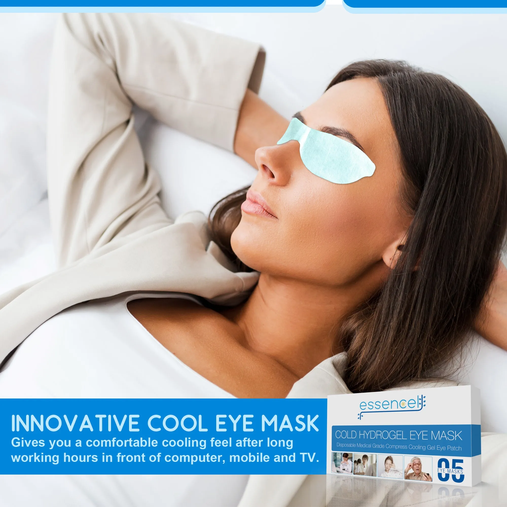 Cooling Gel Hydrating Eye Mask-Cold Eye Compress Pads for Puffy Eyes and Dry Eye Treatment , Sleep Eye Therapy Patch for Dark Circles, Headaches, Migraine, Allergy, Stress Relief