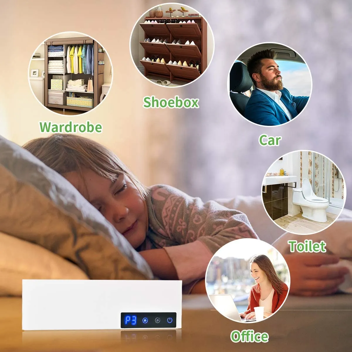 Cornmi Air Purifier Deodorizer for Home 5V Negative Ion Fresh Air for Smokers Allergies and Pet Hair! Eliminates Allergens, Dust, Mold, Smoke, USB with Adapter