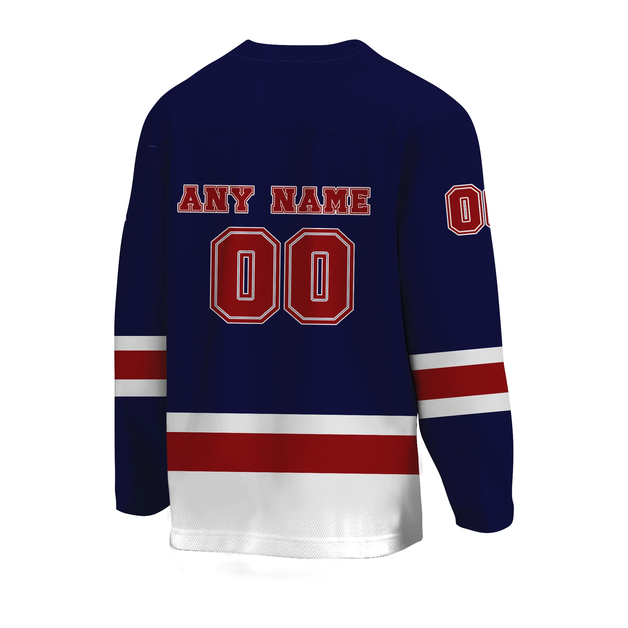 Custom Dark Blue Red-White Hockey Jersey