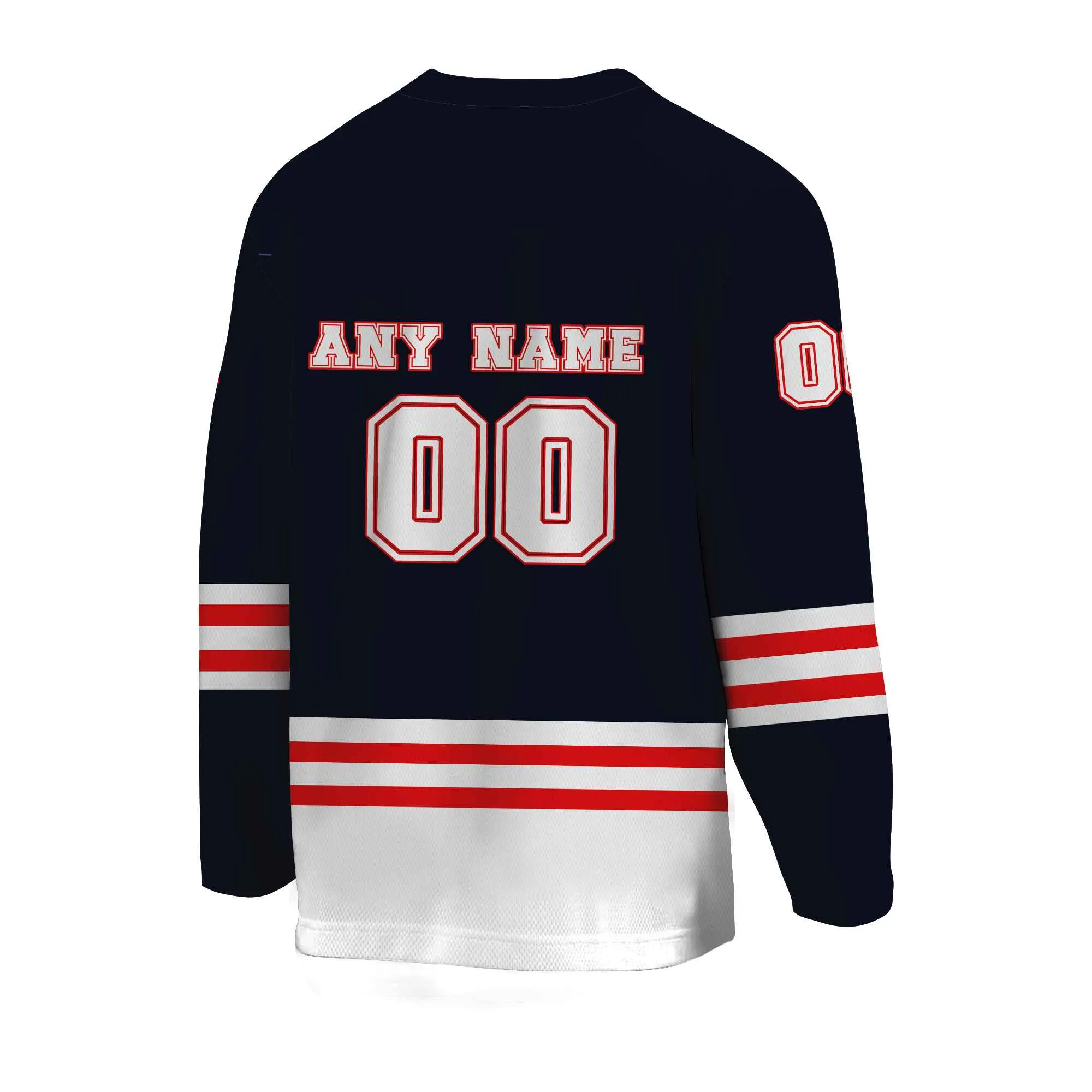 Custom Navy White-Red Hockey Jersey