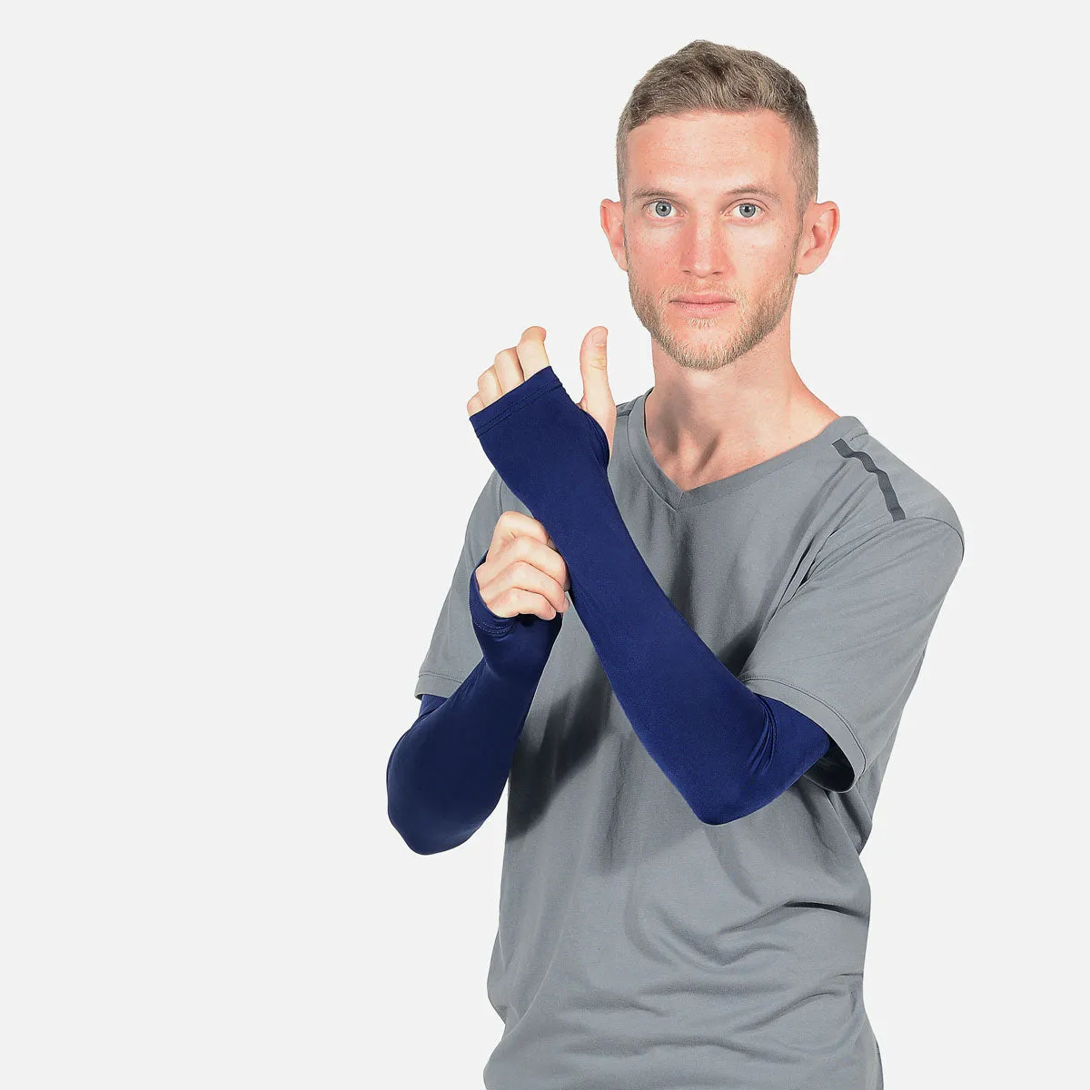 Dark Blue Sleeves with Thumbhole - Adult