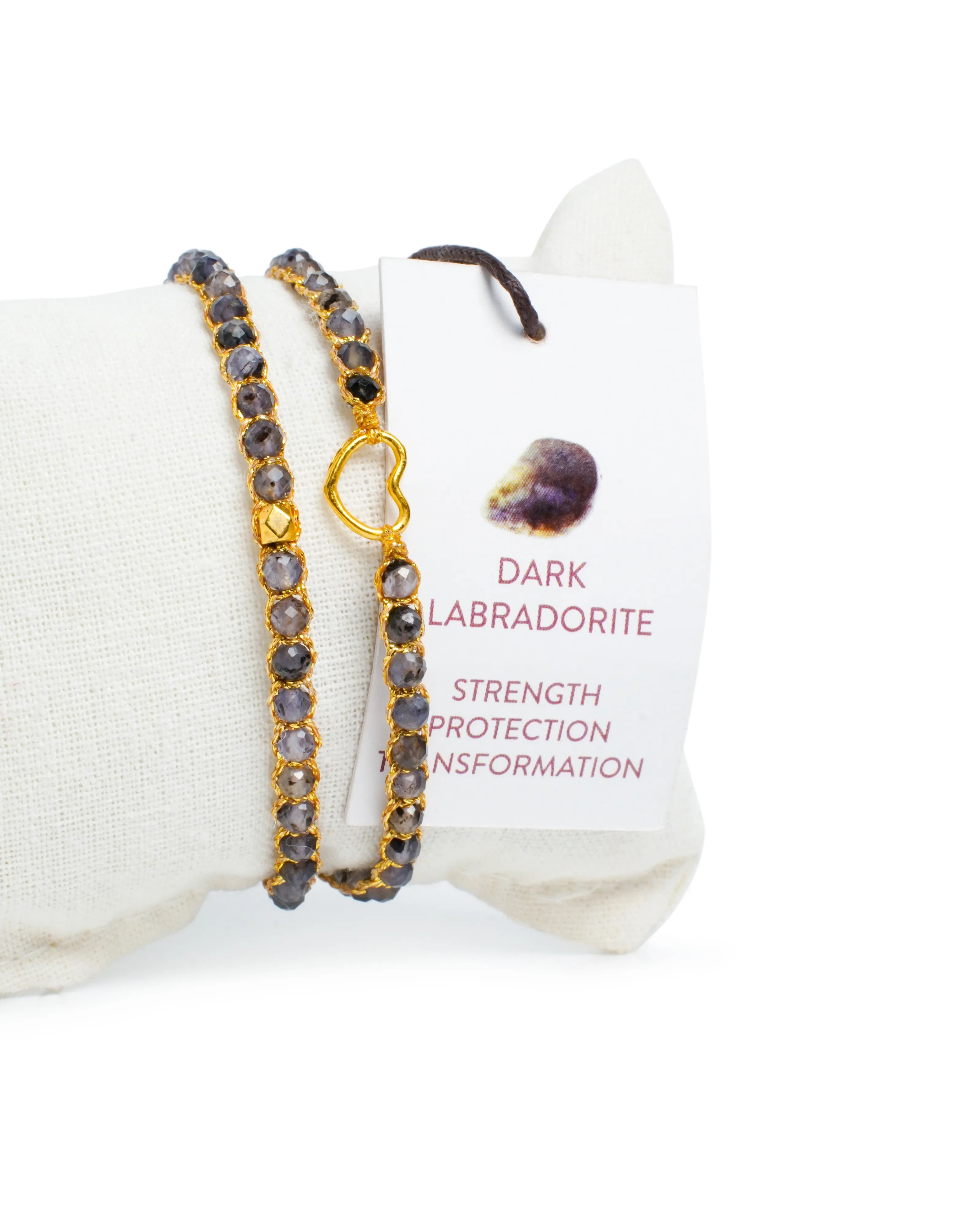 Dark Labradorite Nugget Kids Bracelet | Gold