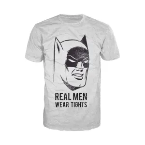 DC Comics Batman Text Real Men Tights Official Men's T-shirt (Sports Grey)