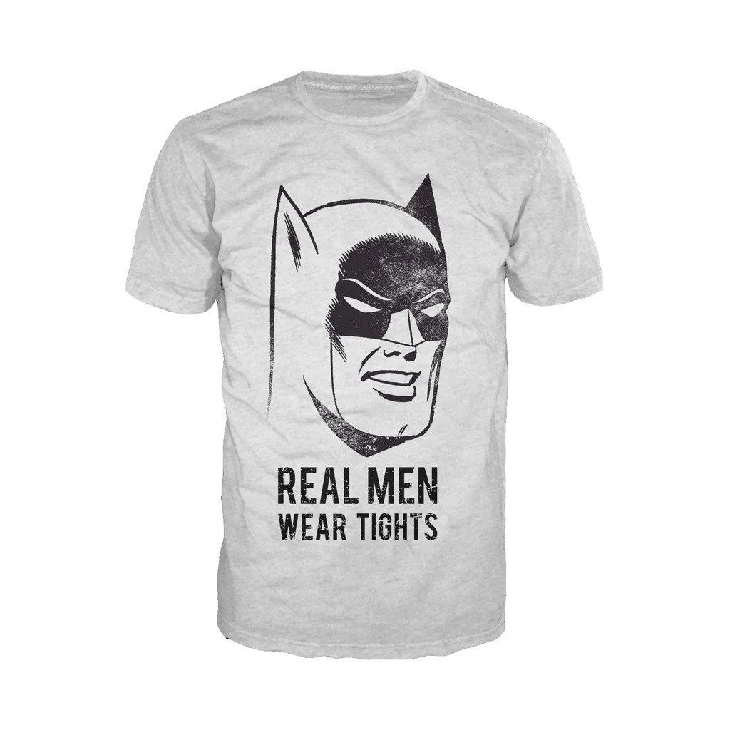 DC Comics Batman Text Real Men Tights Official Men's T-shirt (Sports Grey)