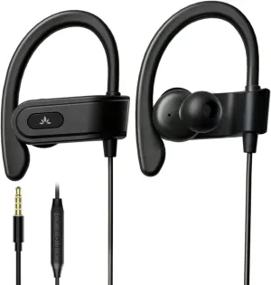 E171 - Sports Earbuds Wired with Microphone, Sweatproof Wrap around Earphones with over Ear Hook, in Ear Running Headphones for Workout Exercise Gym Compatible with Cell Phones