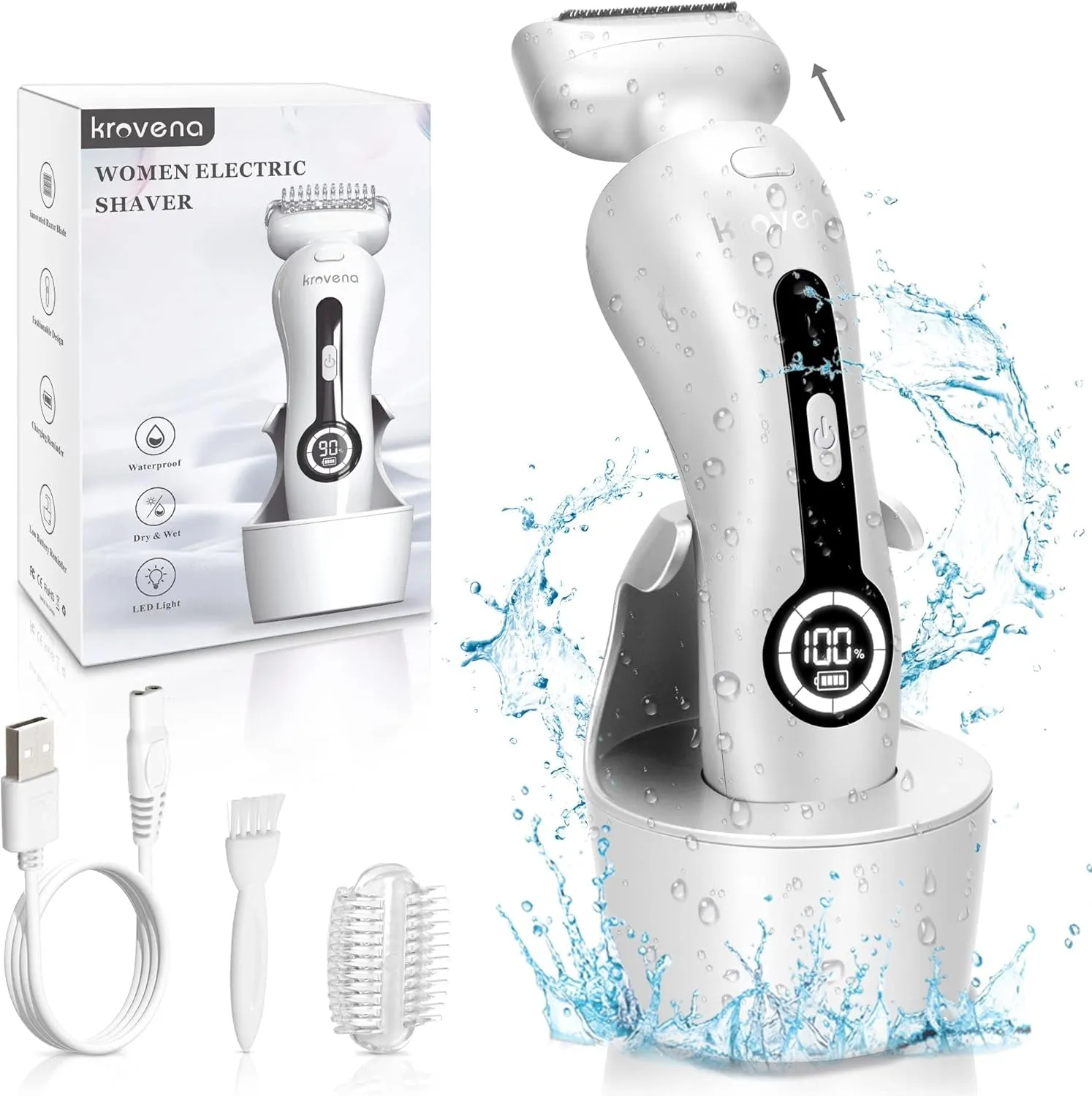 Electric Shaver for Women Electric Razor for Womens Bikini Legs Underarm Public Hairs Rechargeable Trimmer with Detachable Head Cordless Wet Dry Use