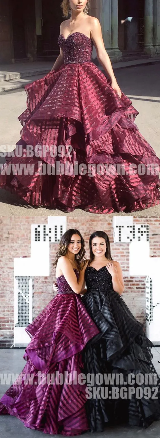 Elegant Sweetheart Black Formal Inexpensive Popular Long Prom Dresses, BGP092