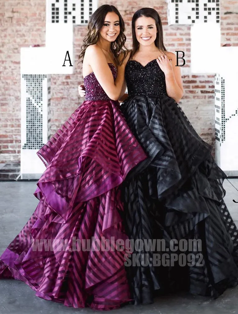 Elegant Sweetheart Black Formal Inexpensive Popular Long Prom Dresses, BGP092