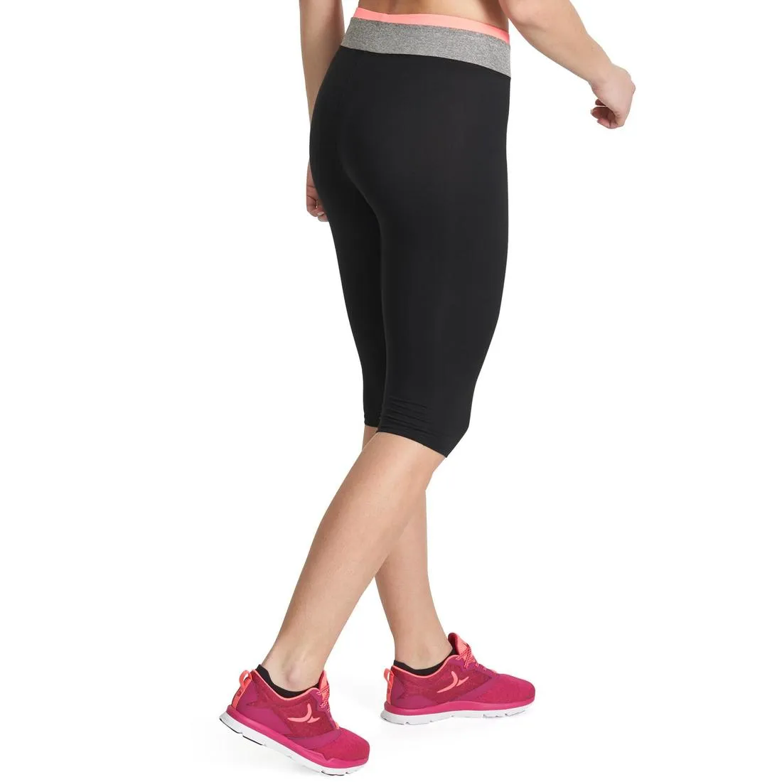 Energy Women's Cardio Fitness Cropped Bottoms - Black with Contrasting Waistband