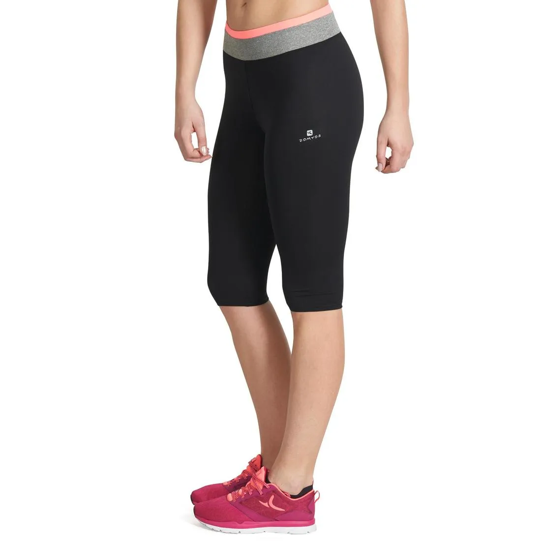 Energy Women's Cardio Fitness Cropped Bottoms - Black with Contrasting Waistband