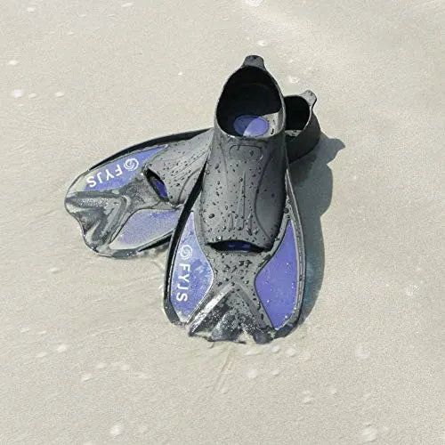 F FYJS Short Swim Fins,Travel Size Diving Flippers with Mesh Carrying Bag for Adult Men Womens
