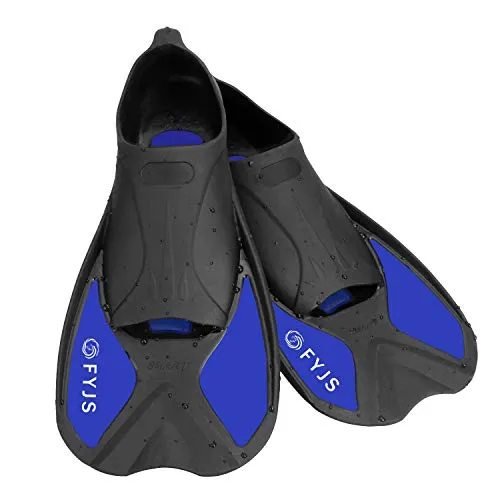 F FYJS Short Swim Fins,Travel Size Diving Flippers with Mesh Carrying Bag for Adult Men Womens