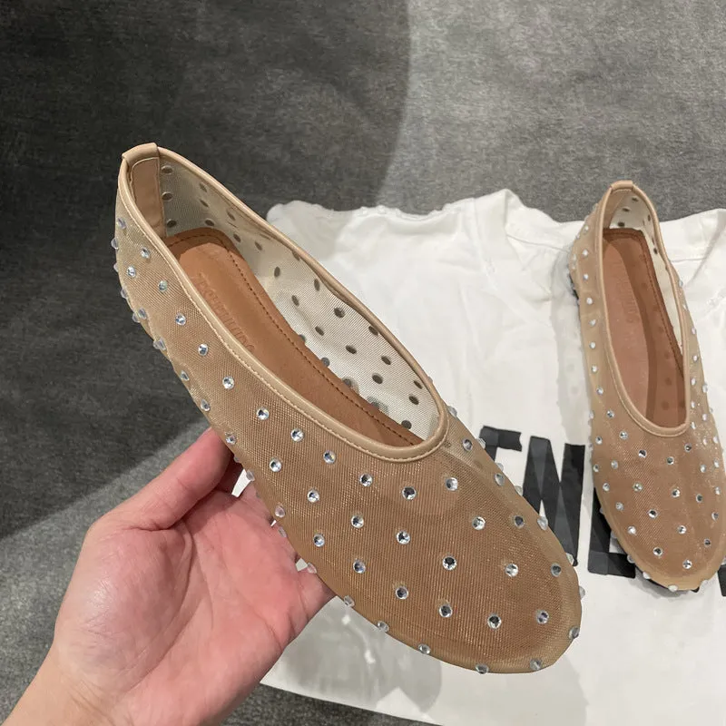 Fashionable Round Toe Rhinestone Mary Jane Shoes Women