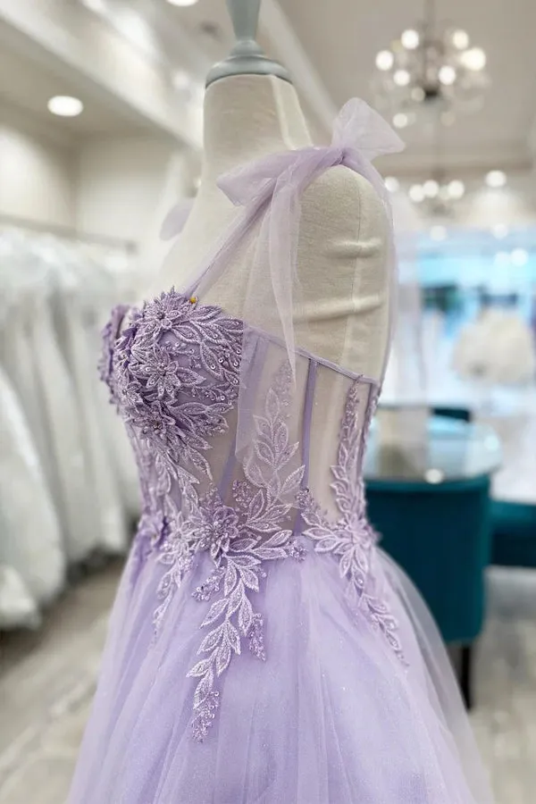 Floral Sweetheart A-Line Lavender Homecoming Dress HD0210