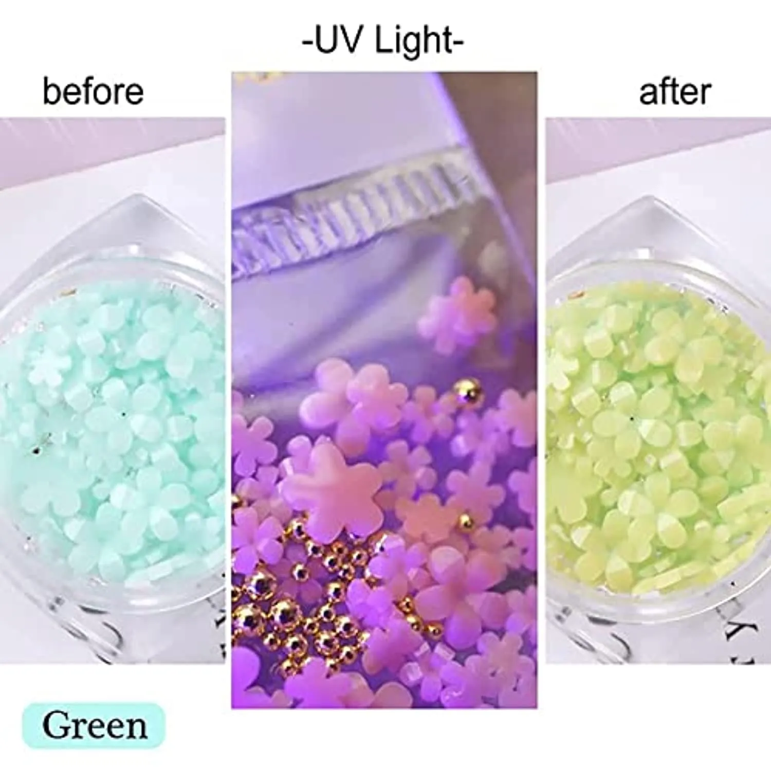 Flower Nail Charms for Nail Art, 3D Nail Flowers Rhinestones Gems Nail Art Supplies Color Changed Cherry Blossom Nail Art Charms With Metal Beads Spring Nail Designs for Women Girls, 6 Boxes