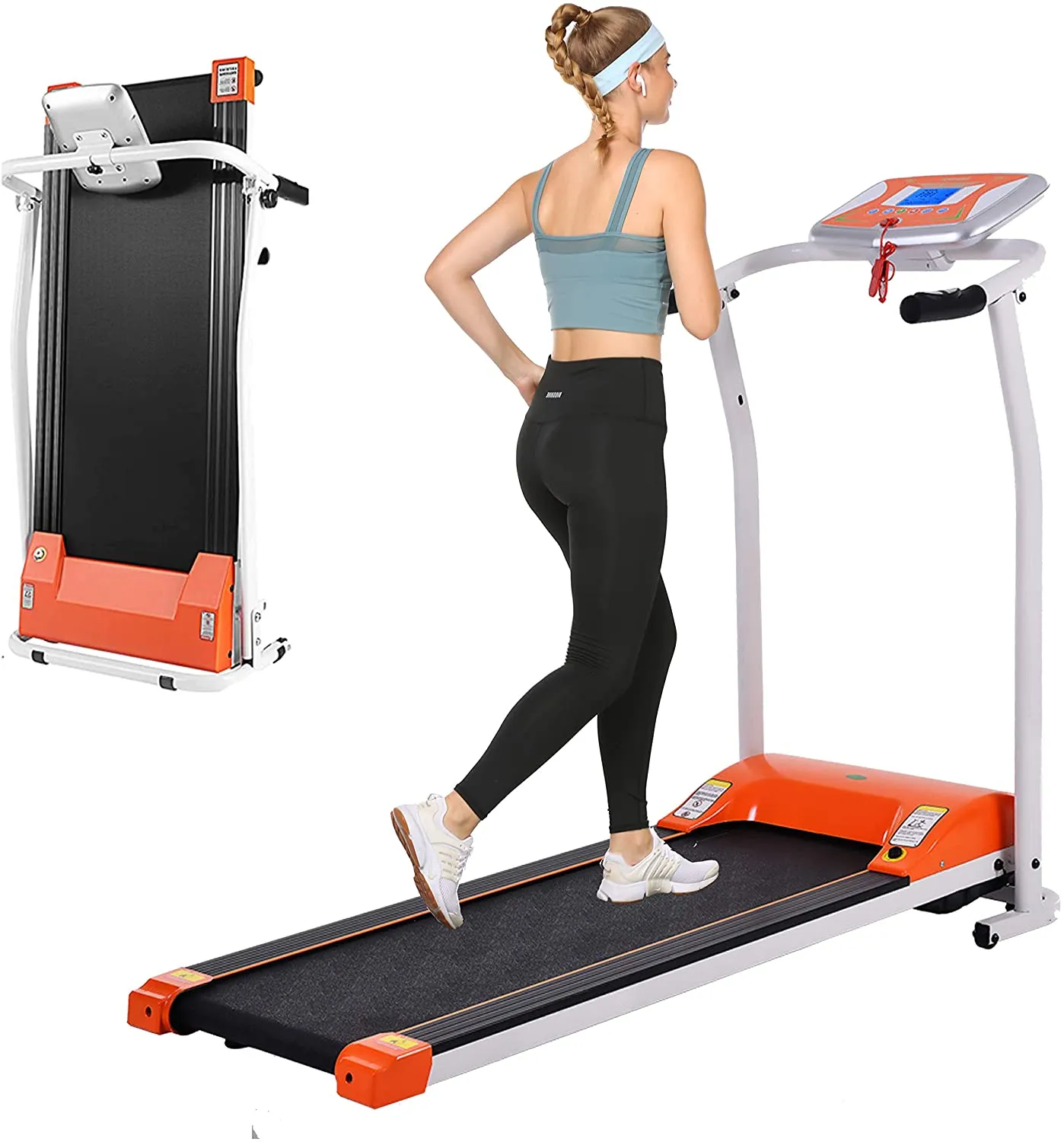 Folding Treadmill, Treadmill for Home with LCD Monitor Motorized, Electric Treadmill Workout Running Machine with Auto Stop Safety Function, Walking Running Machine Equipment for Home Gym