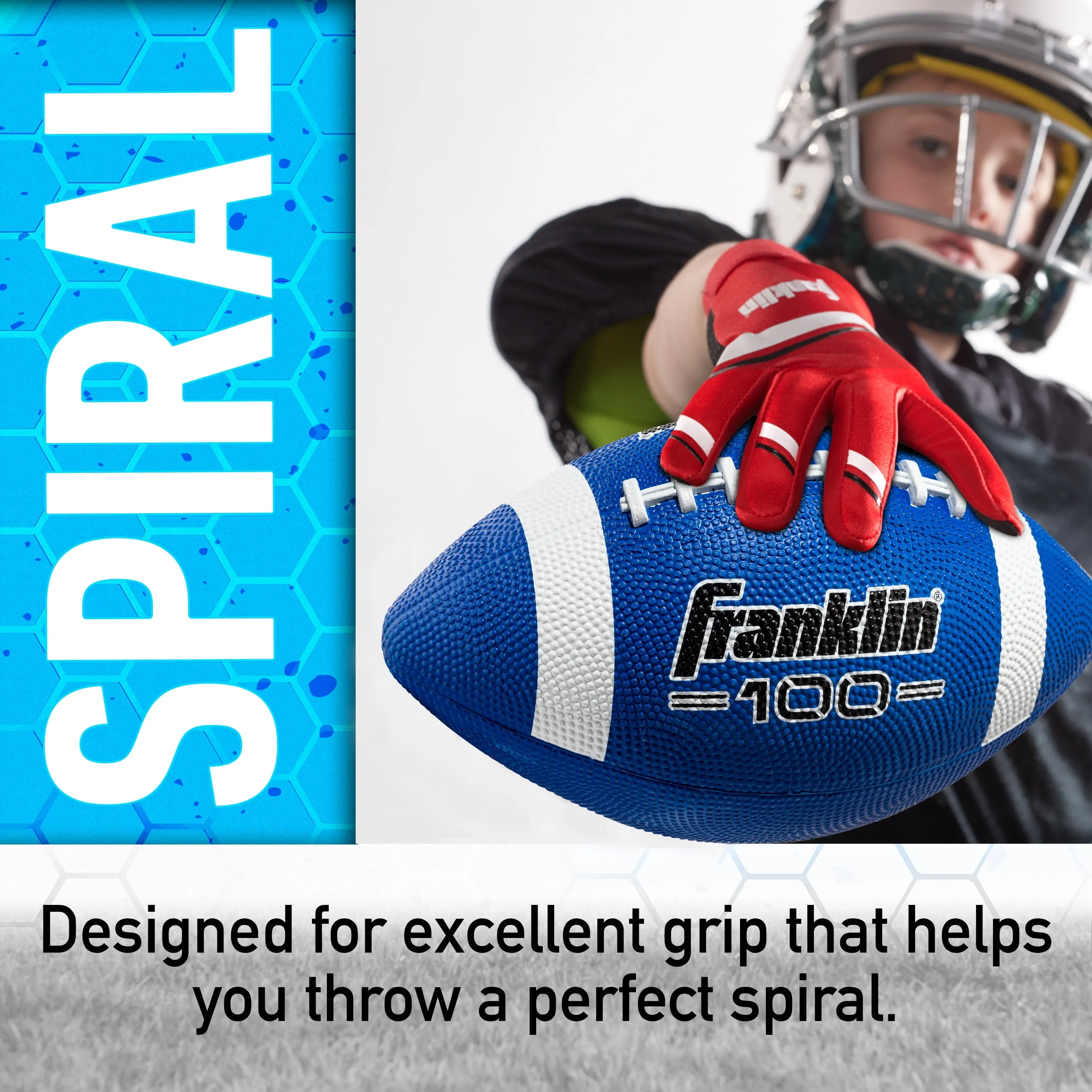 Football - Grip-Rite 100 - Kids Junior Size - Blue & White Free Shipping