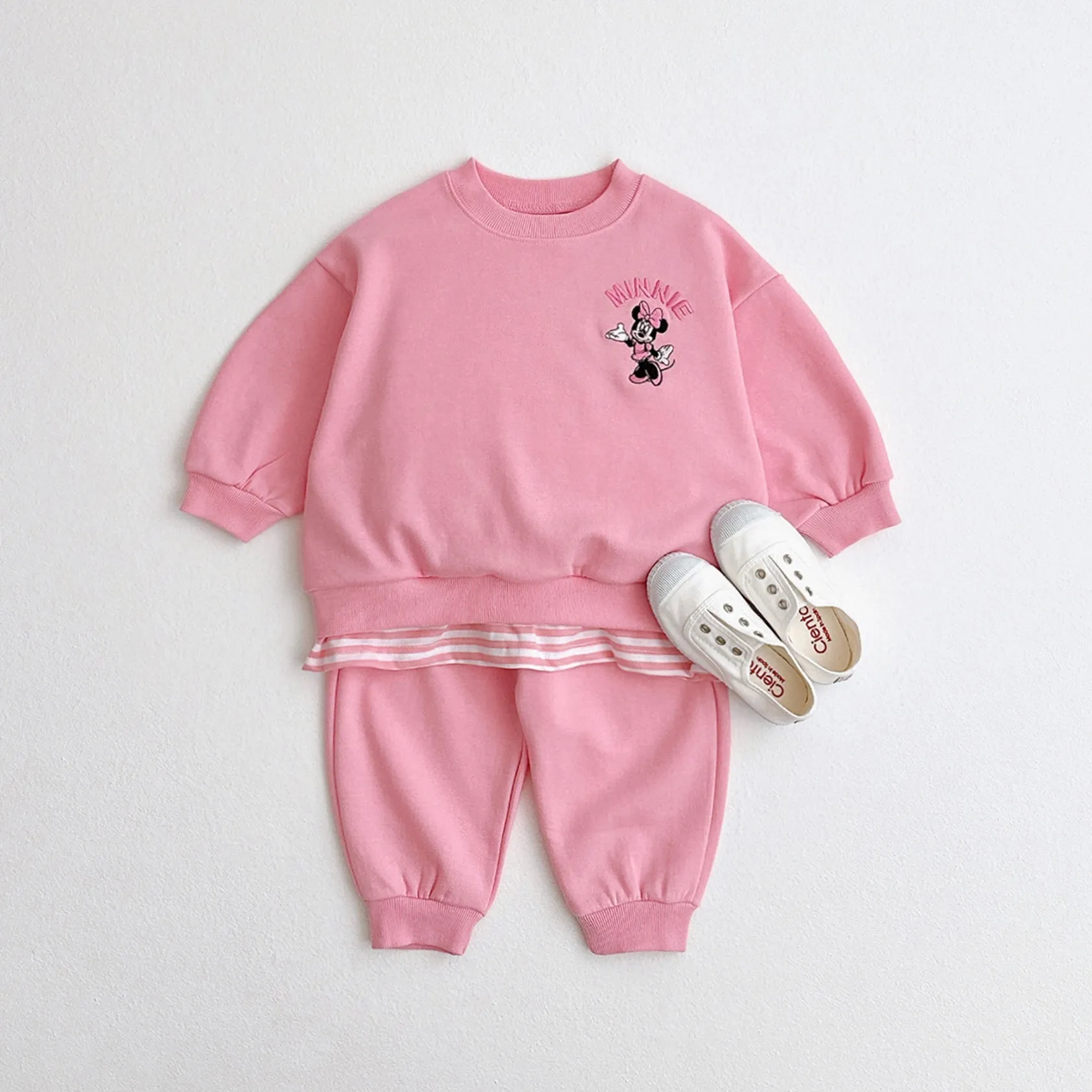 Friends Embroidered Sweat Set - Pink
