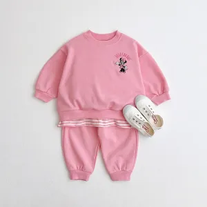 Friends Embroidered Sweat Set - Pink