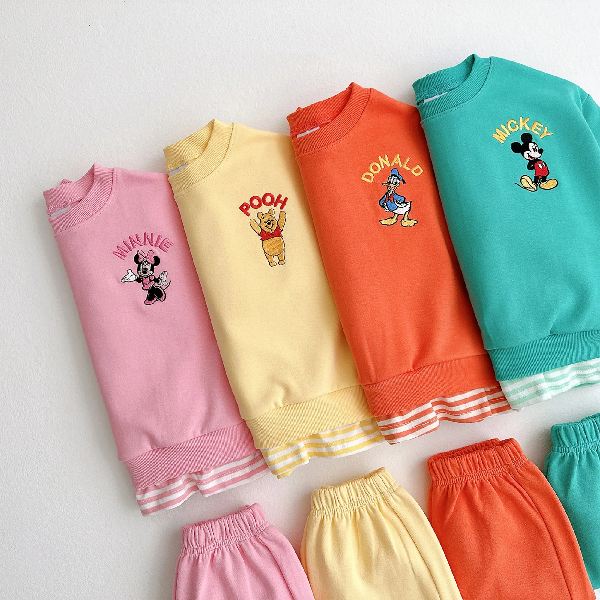 Friends Embroidered Sweat Set - Yellow