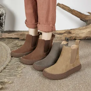 Frosted Leather Thick-soled Women's Boots Thick Wool Wear-resistant Bottom Warm Women's Shoes