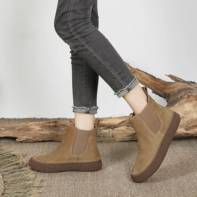 Frosted Leather Thick-soled Women's Boots Thick Wool Wear-resistant Bottom Warm Women's Shoes