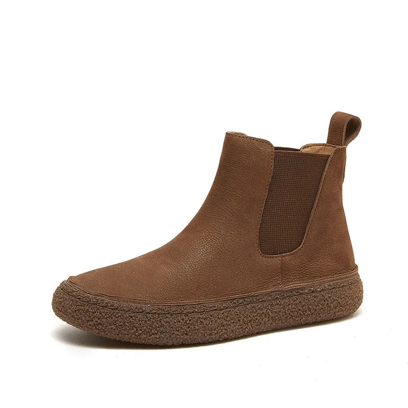 Frosted Leather Thick-soled Women's Boots Thick Wool Wear-resistant Bottom Warm Women's Shoes