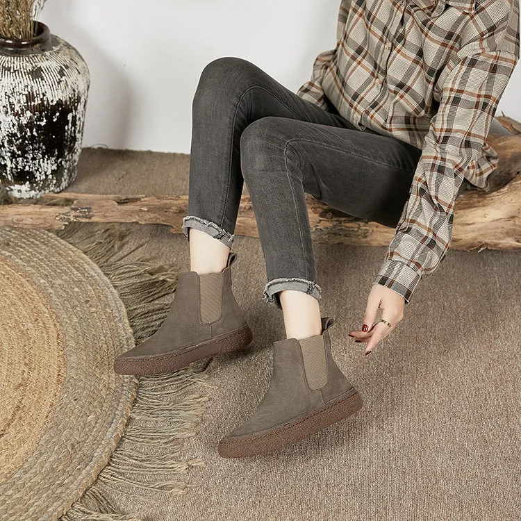 Frosted Leather Thick-soled Women's Boots Thick Wool Wear-resistant Bottom Warm Women's Shoes