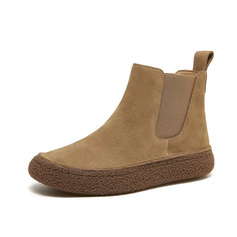 Frosted Leather Thick-soled Women's Boots Thick Wool Wear-resistant Bottom Warm Women's Shoes