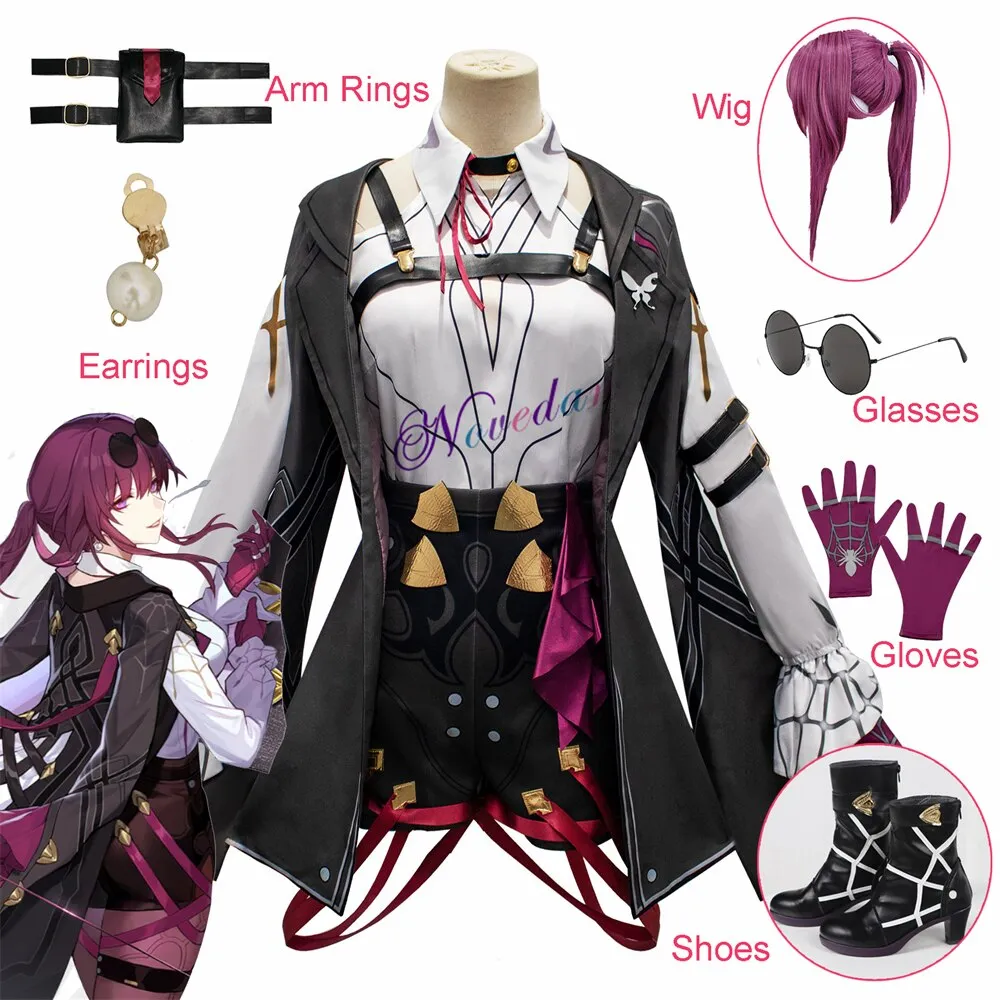 Game Honkai Star Rail Cosplay Kafka Wig Hair Shoes Harness Plus Size Cosplay Costume Uniform Male Female Halloween Party Outfit