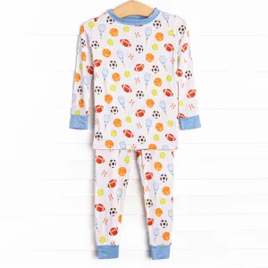 Game Time Bamboo Pajama Set, Blue