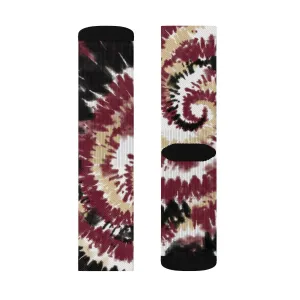 Garnet & Gold Tie Dye Adult Crew Socks