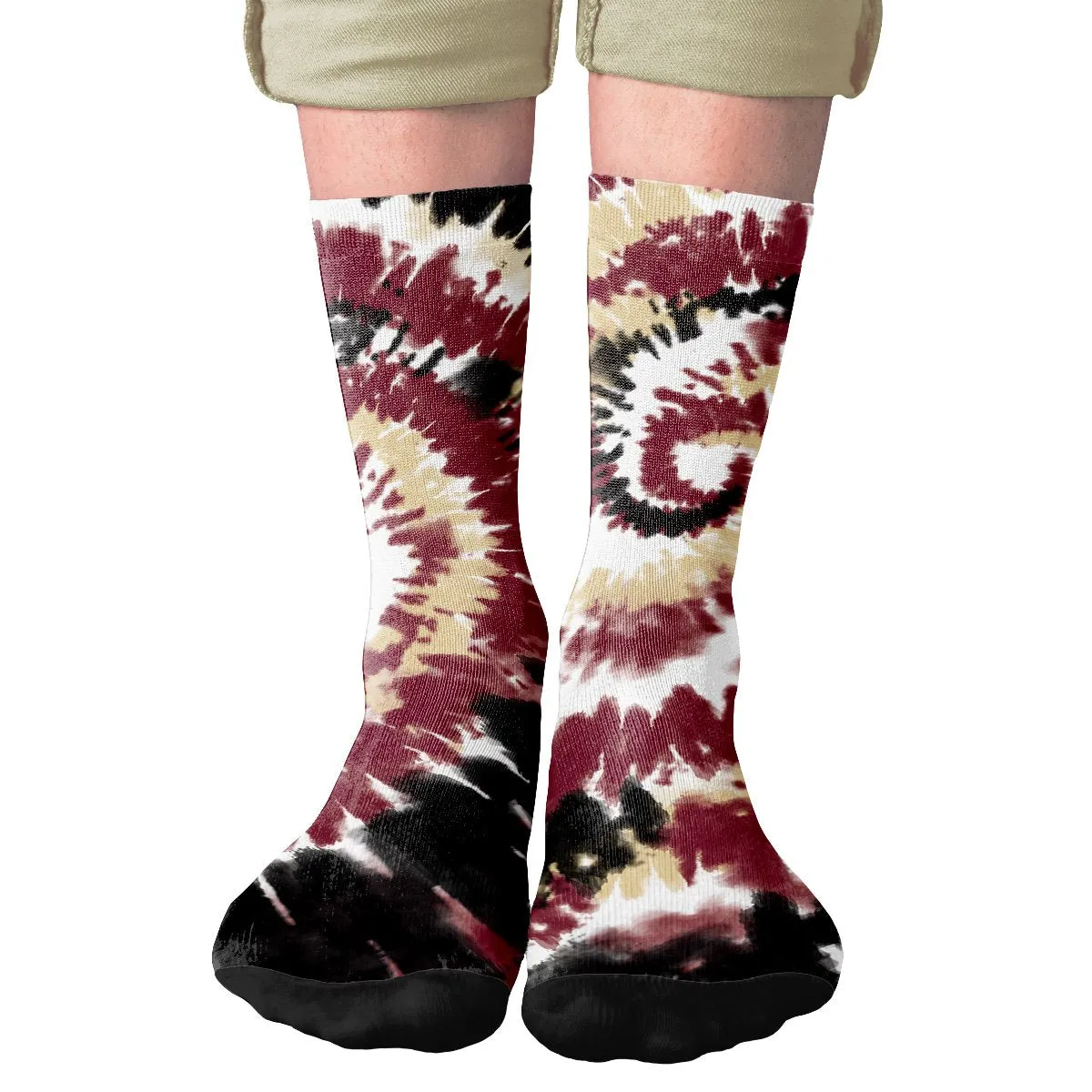 Garnet & Gold Tie Dye Adult Crew Socks