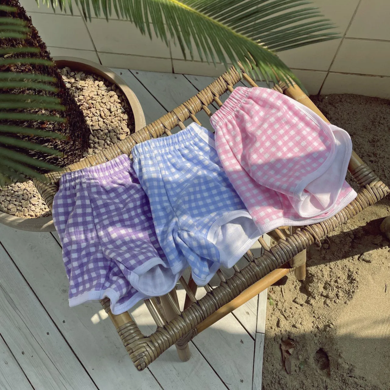 Gingham Terry Shorts - Blue