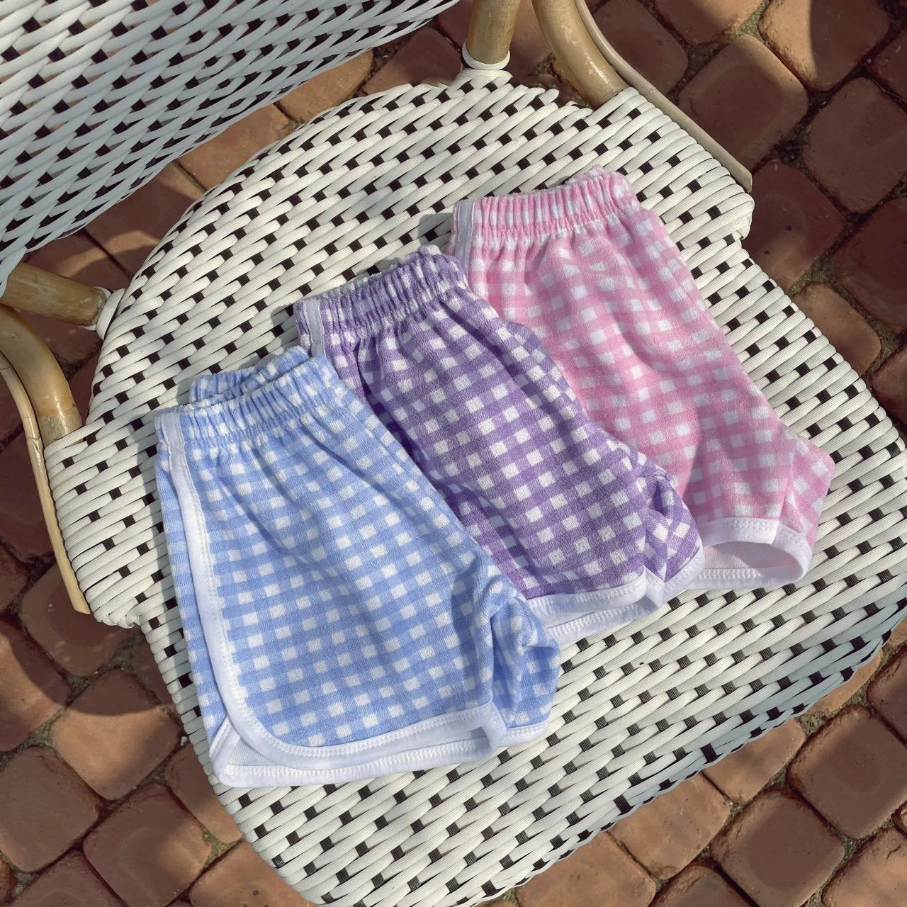 Gingham Terry Shorts - Blue