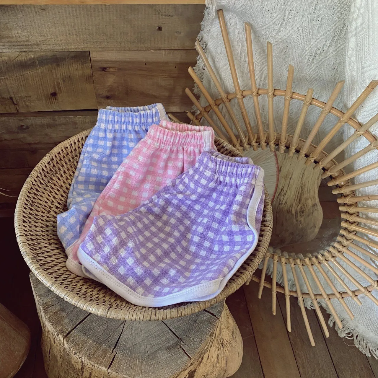 Gingham Terry Shorts - Blue