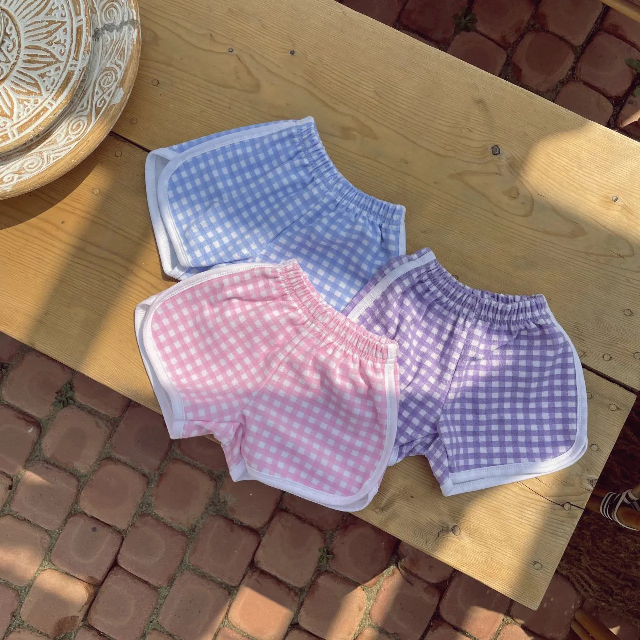 Gingham Terry Shorts - Blue