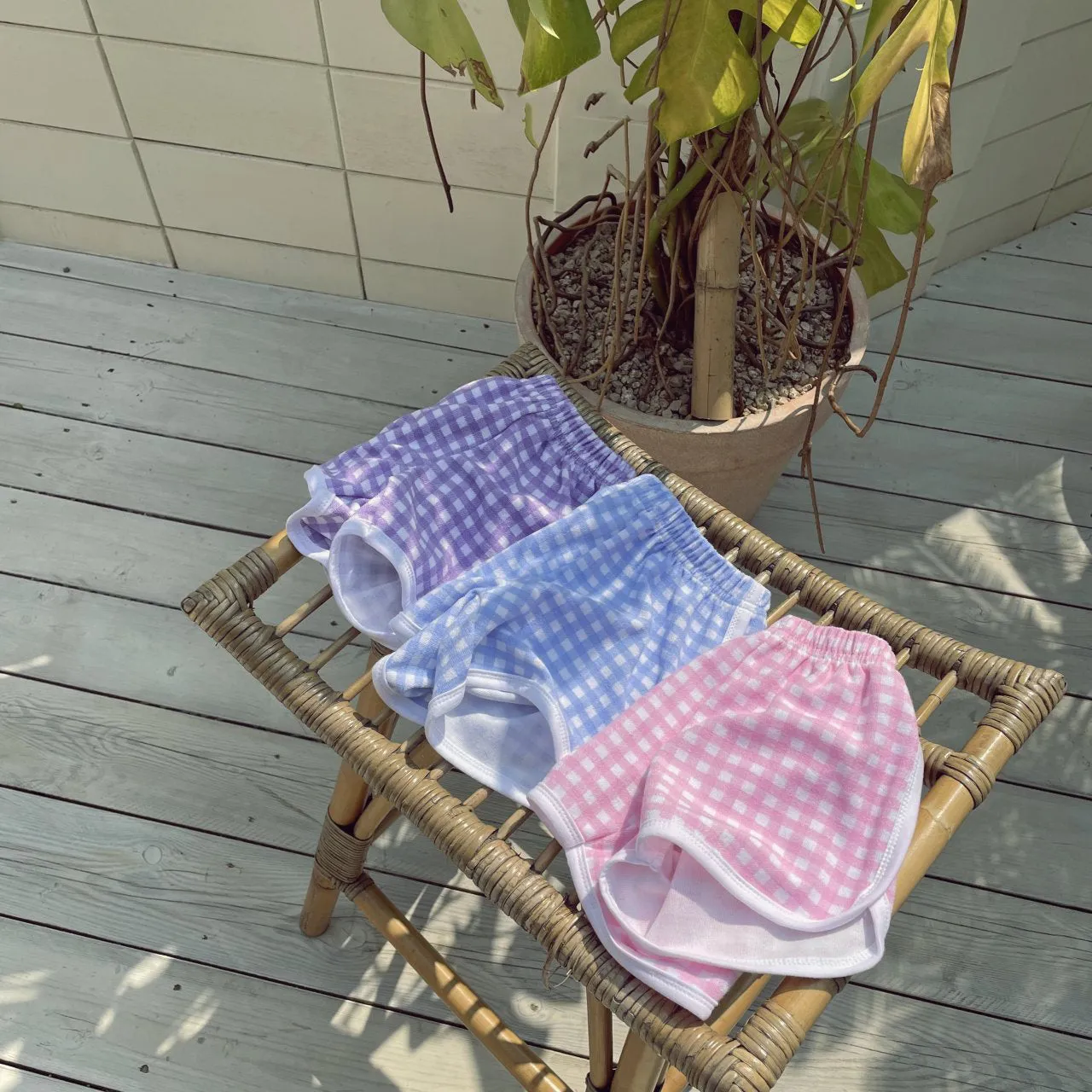 Gingham Terry Shorts - Blue