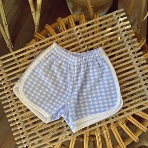 Gingham Terry Shorts - Blue